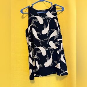 Fighting Eel Black and white Koi Sleeveless Top NWOT S